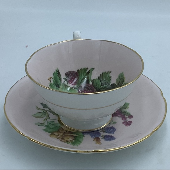 Royal Grafton England Strawberry Pale Pink Bone China Teacup and Saucer - Picture 5 of 10